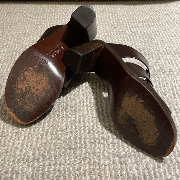 Vintage Joan & David Brown Leather Block Heel Sandals/Clogs/Mules size 8.5 - Picture 8 of 9